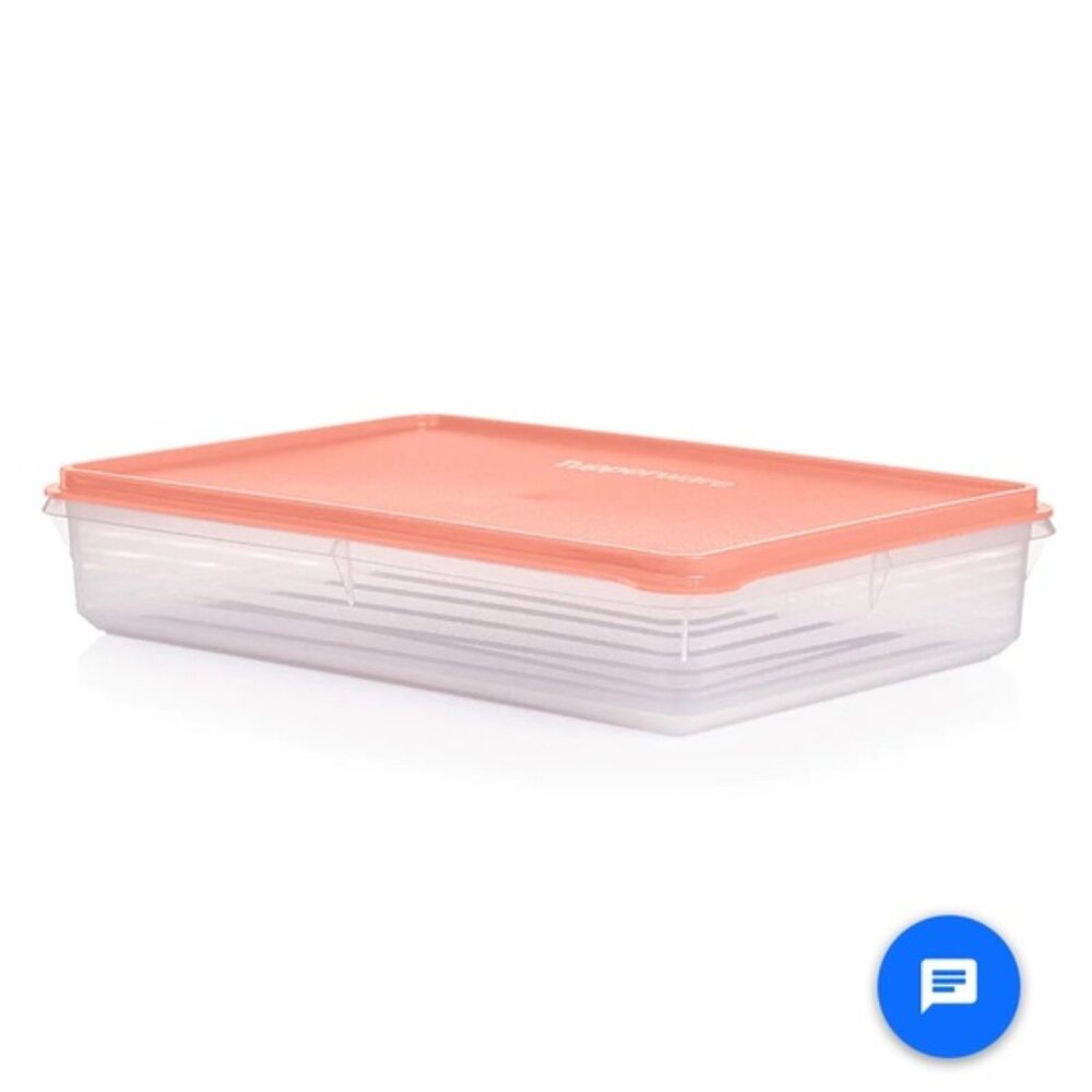 Tupperware Brand Snack-Store Large Rectangular Food Storage Container Peach Seal - Picture 2 of 4